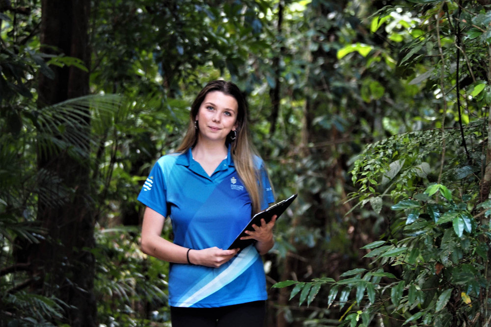 JCU student India Marshall is conducting a study on cassowaries and road safety in Mission Beach.
