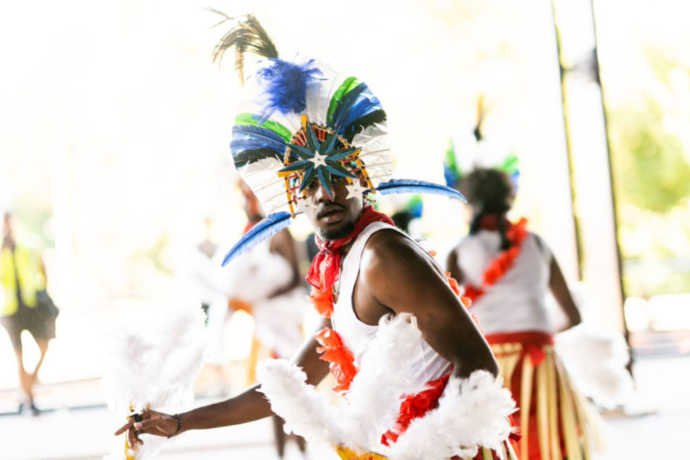 A Poeyiyam dance team member from Boigu Island performs at last year’s most successful CIAF. Picture: Ben McKay Photography