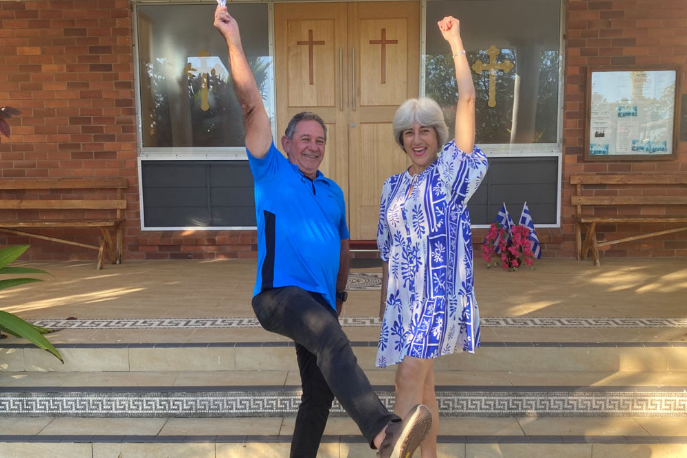 John Kremastos and Ourania Conomos from the Greek Orthodox Community of Innisfail and North Queensland celebrate their grant for the Greek Taverna night. Picture: Cassowary Coast Regional Council