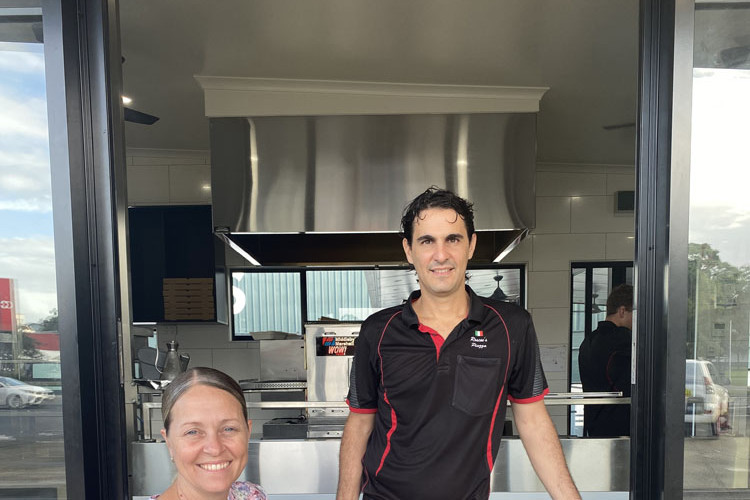 Councillor Renee McLeod (left) with Grayson Cavallaro of Roscoe’s Piazza. Picture: Cassowary Coast Regional Council
