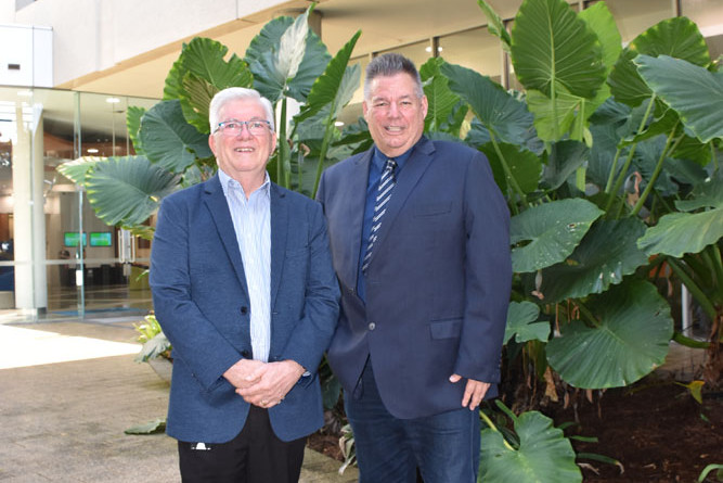 New Cairns Mayor Terry James and new deputy mayor Brett Moller. Picture: Isabella Guzman Gonzalez