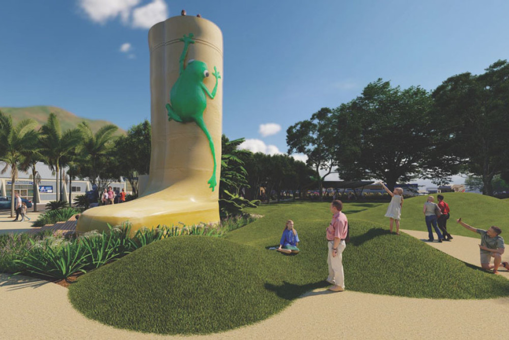 An artist’s impression of the makeover of the Golden Gumboot and surrounds. Picture: Cassowary Coast Regional Council