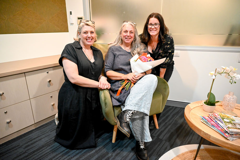 Wellways Carer Gateway director Rachael Lovelock (left), local carer Sally Brown and hub navigator Donna Raymond at the new carers’ centre. Picture: Lizzie Vigar