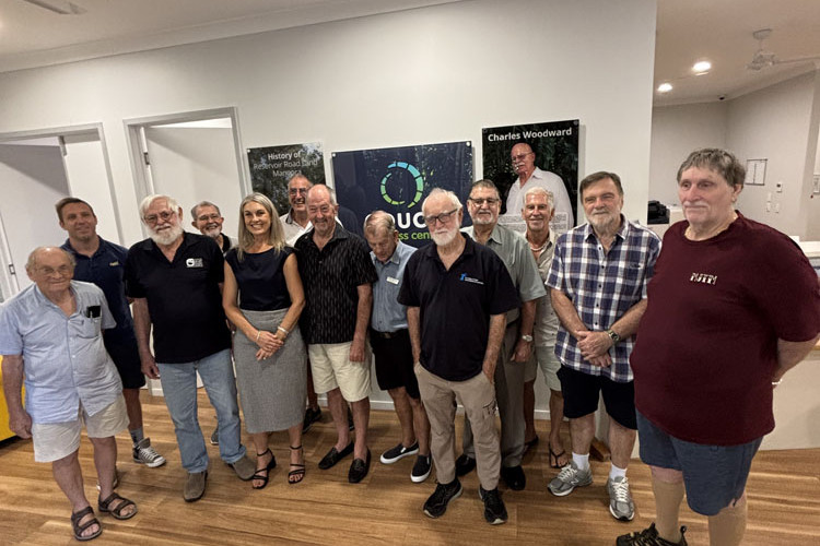 At the donation handover are (third from left) Hand Heart Pocket chairman Alan Sims, COUCH CEO Wendy Hughes, Ron Clarke of the Endeavour Lodge, Dave Hayward, Cairns Prostate Support Group chairman Brett Duck, district grand master Dave Scott with lodge and prostate group members. Picture: Andree Stephens