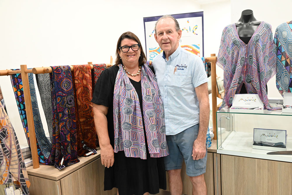 Mainie owners Charmaine Saunders and Dennis Keefe at their new flagship store at The Pier shopping centre. Picture: Isabella Guzman Gonzalez