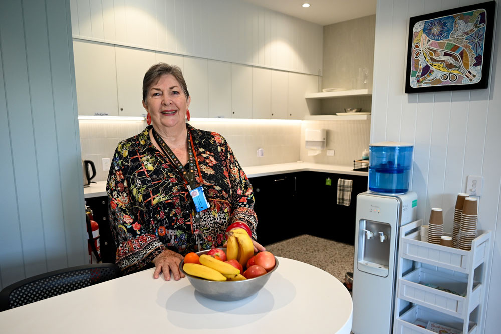 Family support worker Dianne Forsyth in the new community kitchen at the Birch St Community Hub. Picture: Lizzie Vigar
