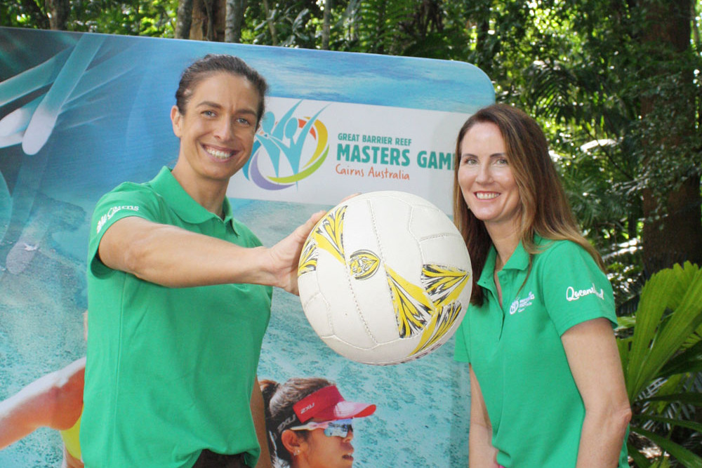 Great Barrier Reef Masters Games ambassador Ashleigh Brazill with Cairns Mayor Amy Eden at the event’s launch. Picture: Cairns Regional Council