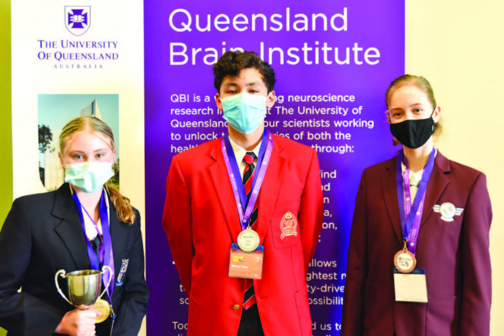 From left: Caitlin Wadley, Marcus Paice and Amelia Reynolds. Photograph supplied by Queensland Brain Institute