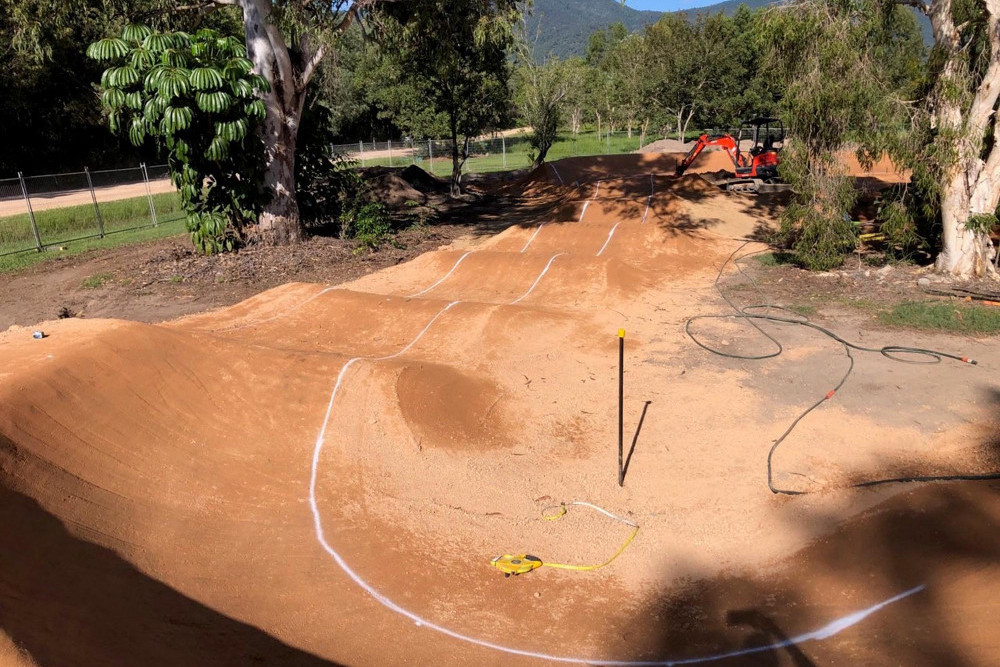 Cardwell Pump Track plans and image of current construction.