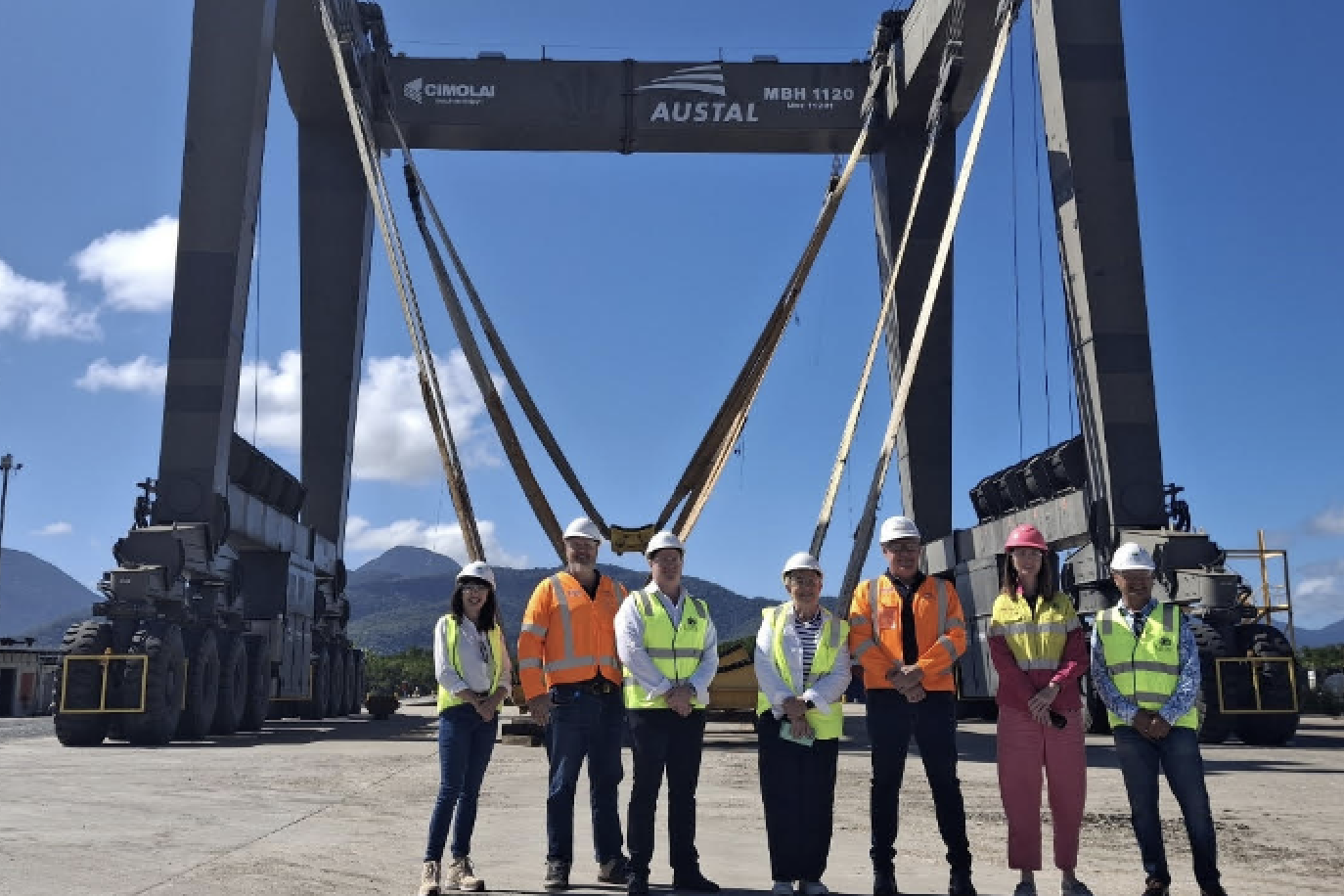 Councillors on their recent tour of the Cairns Marine Precinct. From left, Cr Cathy Zeiger, Deputy Mayor Brett Olds, Cr Matthew Tickner, Cr Rhonda Coghlan, General Manager Queensland, Austal Australia Phil Growden, Mayor Amy Eden and Cr Trevor Tim.