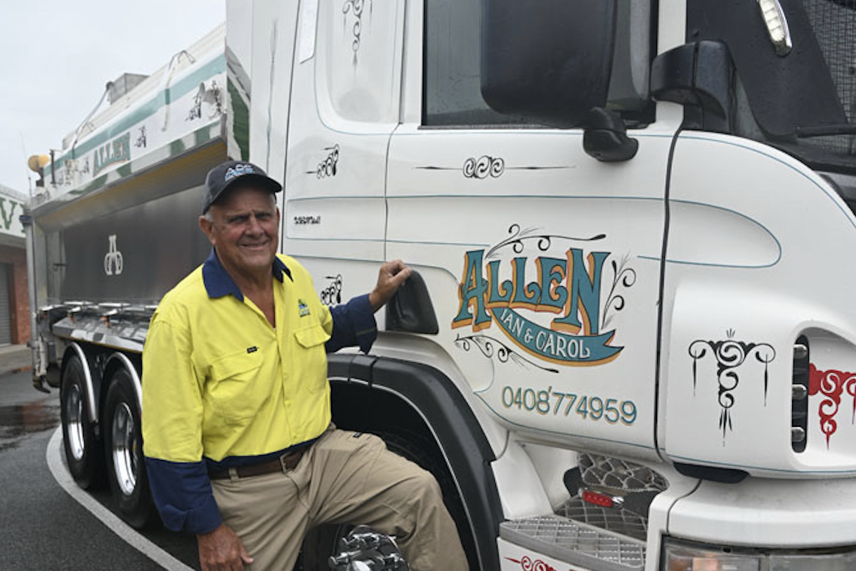 Ian Allen is celebrating 50 years of working as an owner-driver with Cairns Regional Council, transporting water to construction sites, moving materials and more. Picture: Isabella Guzman Gonzalez