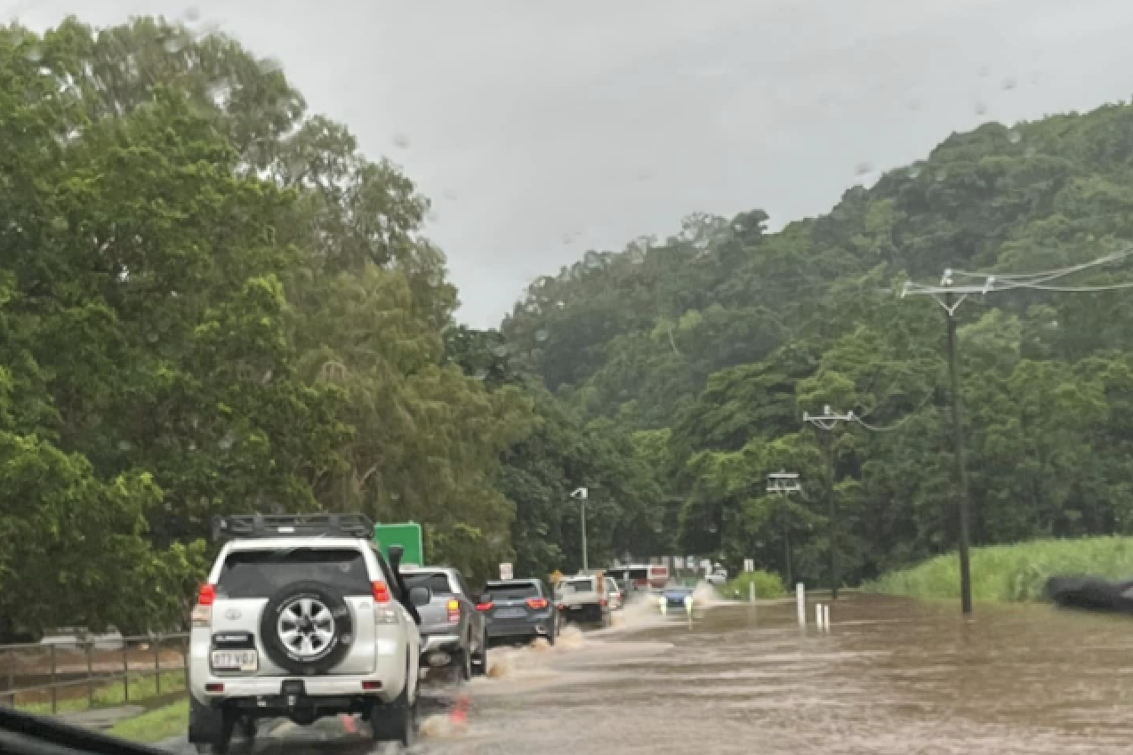 Flooding on Kamerunga Rd outside Ryan Weare Park at Freshwater. Picture: Facebook