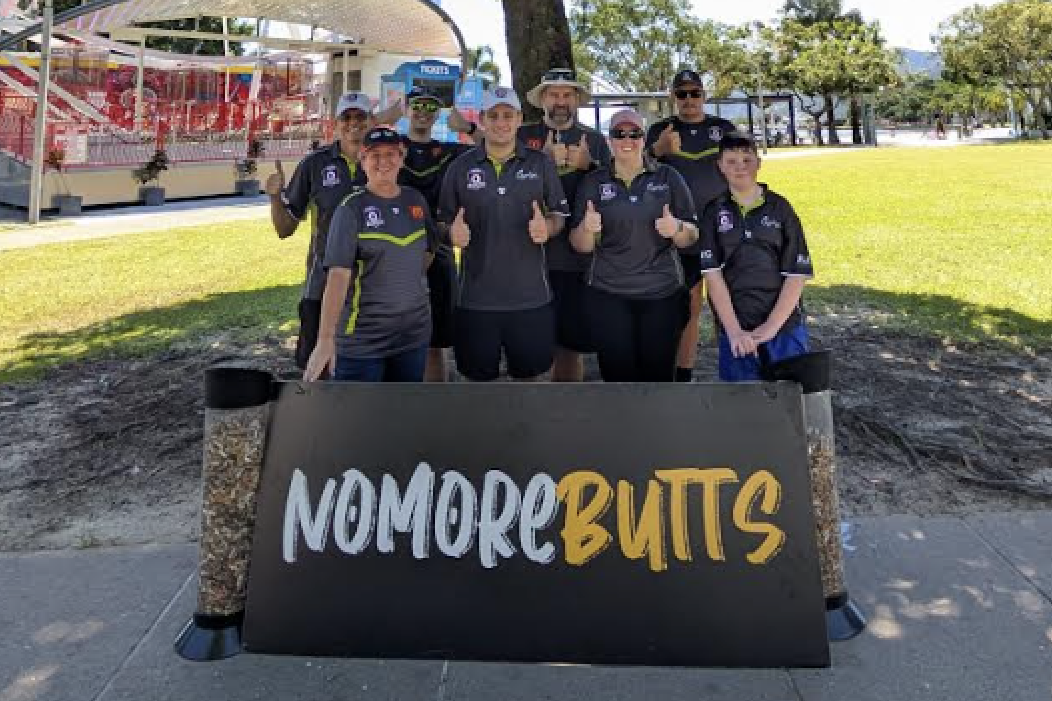 Some of the volunteers who collected thousands of cigarette butts in Cairns.