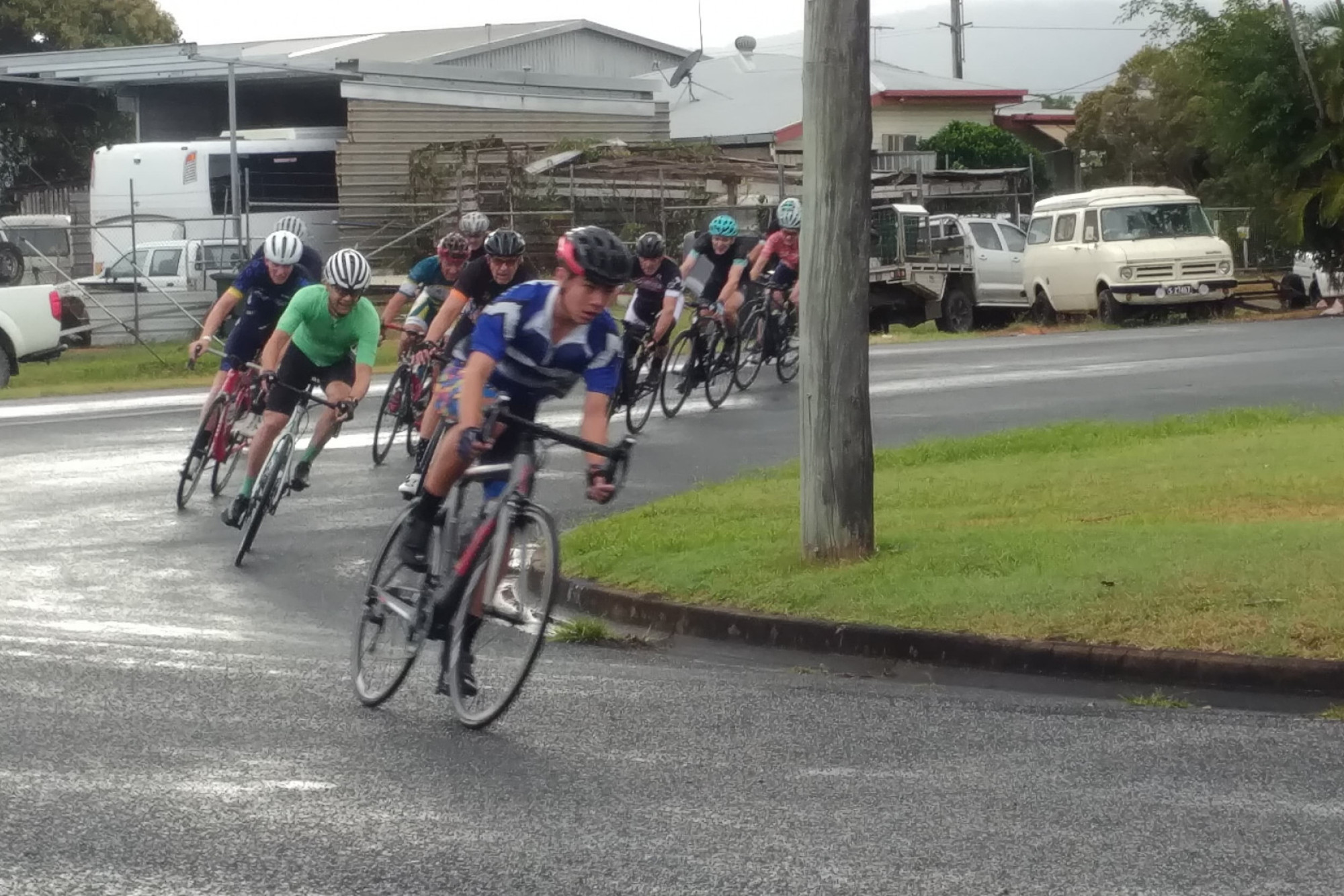 A wet track did not deter the riders - feature photo