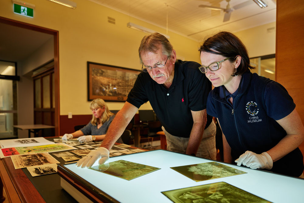Staff and volunteers of Cairns Historical Society assisting with research for the 150th anniversary of Cairns. Picture: Cairns Historical Society