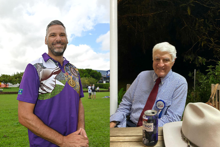 An elated Matt Smith on Monday. Picture: Isabella Guzman Gonzalez. Bob Katter celebrates with his own branded beer. Picture: Supplied