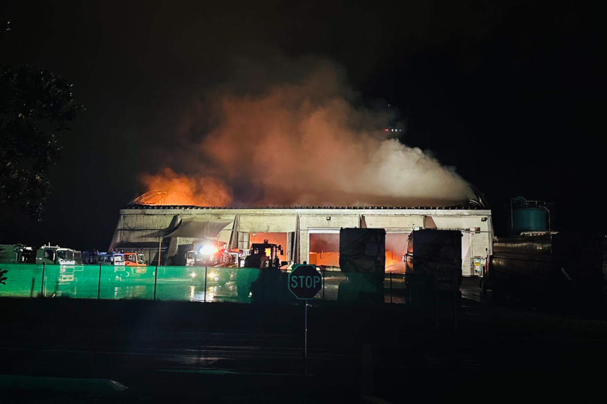 The Bedminister waste treatment plant at Portsmith on fire last night. Picture: Supplied