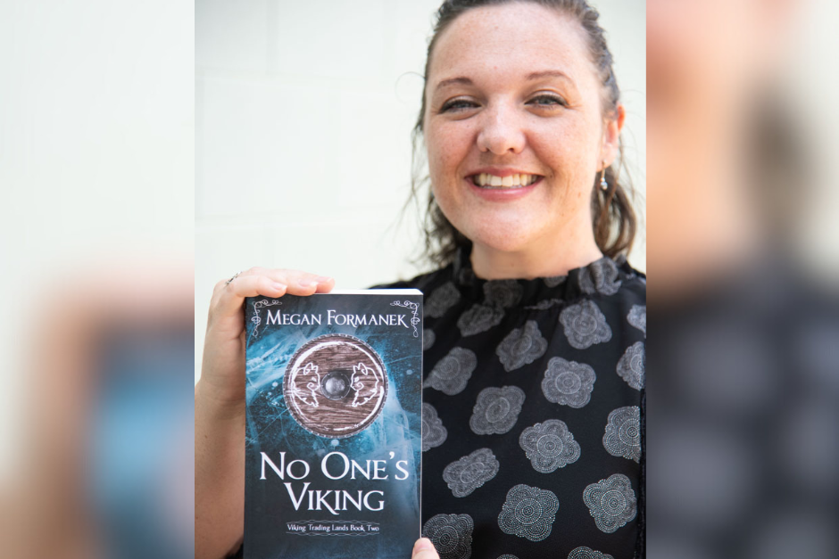 Kanimbla author Megan Formanek with her Viking novel.