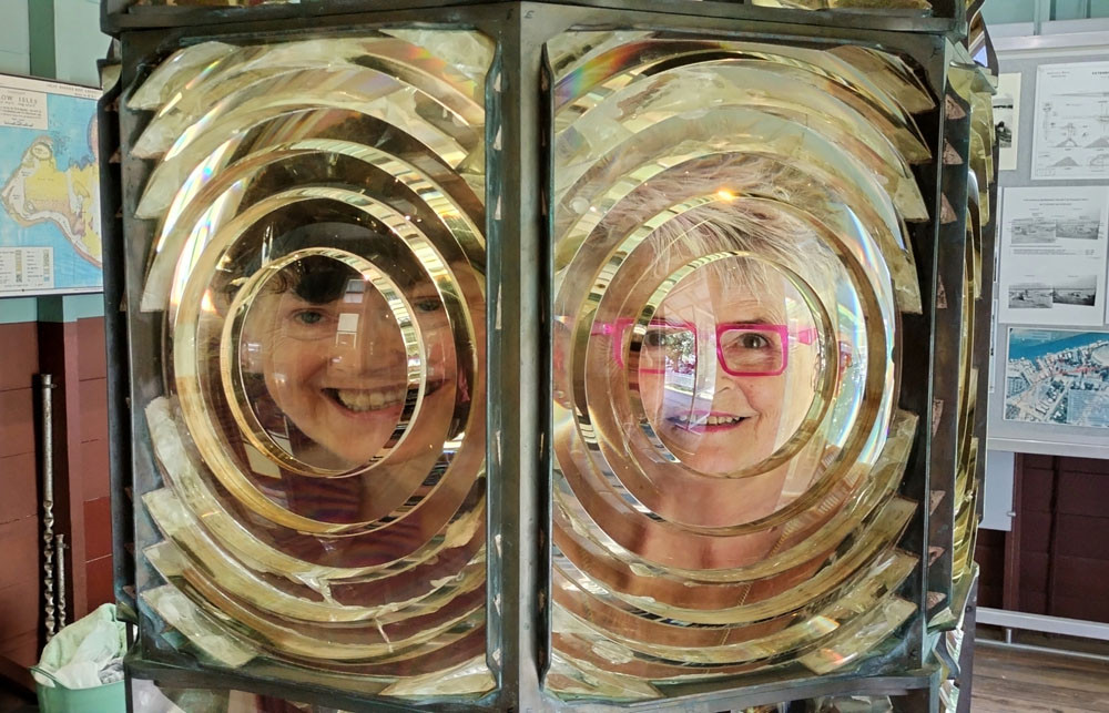 US visitors take a closer look at the lens.