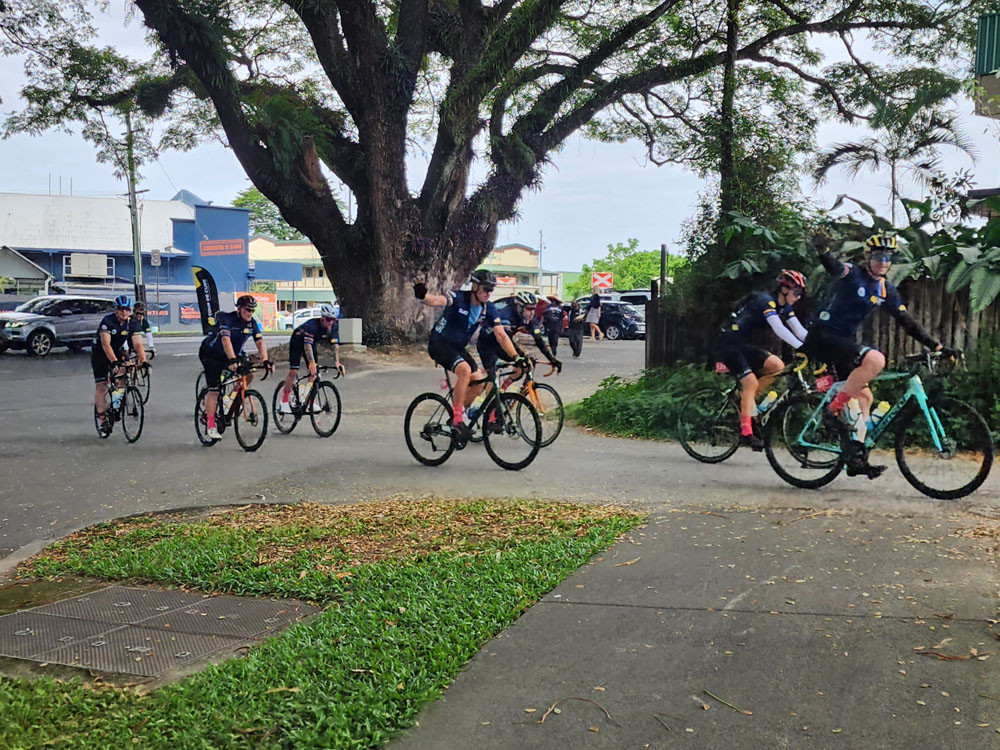 Riders arrive in Mossman, the penultimate destination.