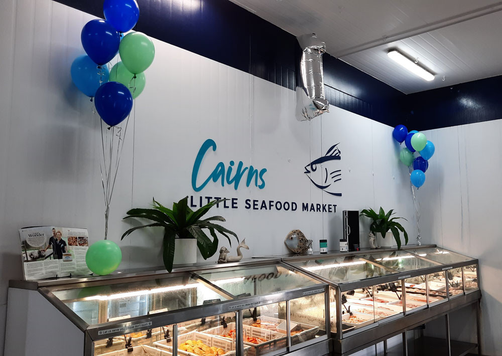 Cairns Little Seafood Market 1st birthday celebrations included decorations and cupcakes.