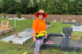 Shaz (above) has been looking after Mossman graves for 42 years