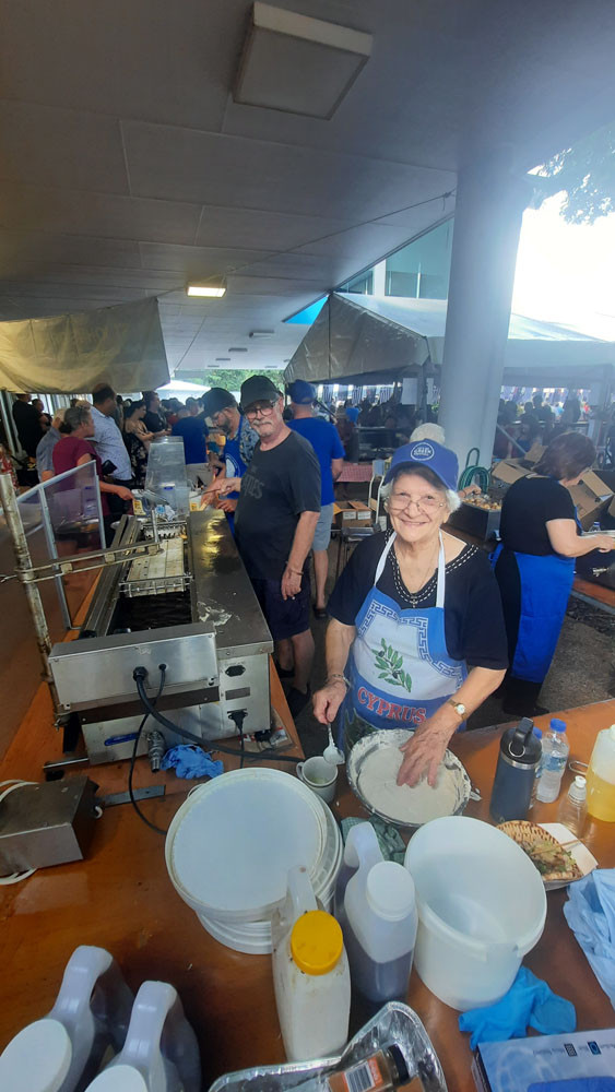 Effie Michael making honey puffs.