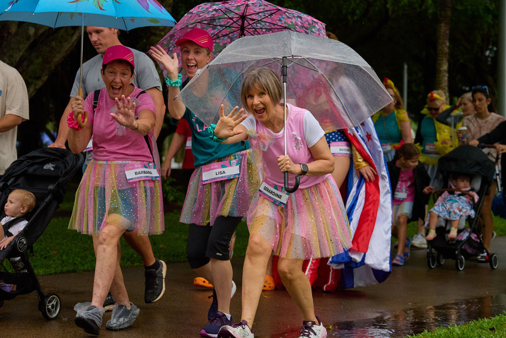 Barbara, Lisa and Geraldine didn’t let the rain stop them from taking the walk (surnames withheld).