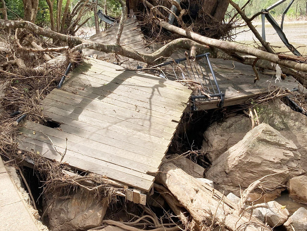 Some of the damage at Lake Placid about to be repaired. Pictures: Cairns Regional Council