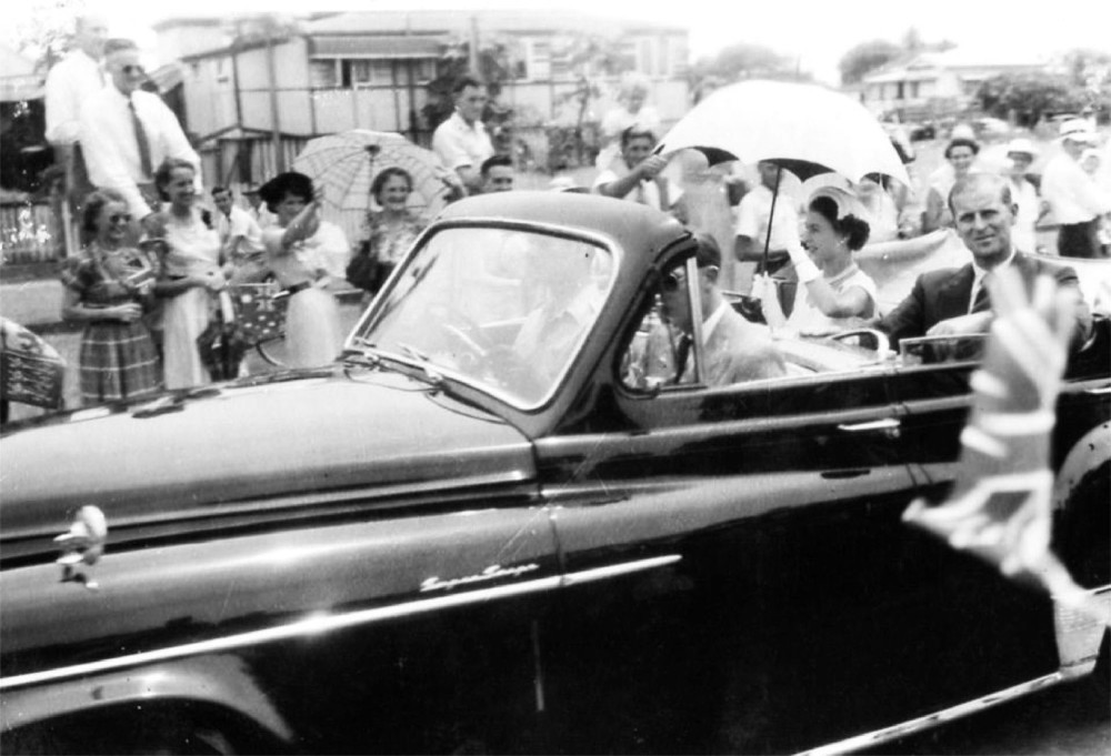 The Queen and Duke passed some extremely excited men, women and children along the streets of Cairns. Photograph courtesy MSHS.