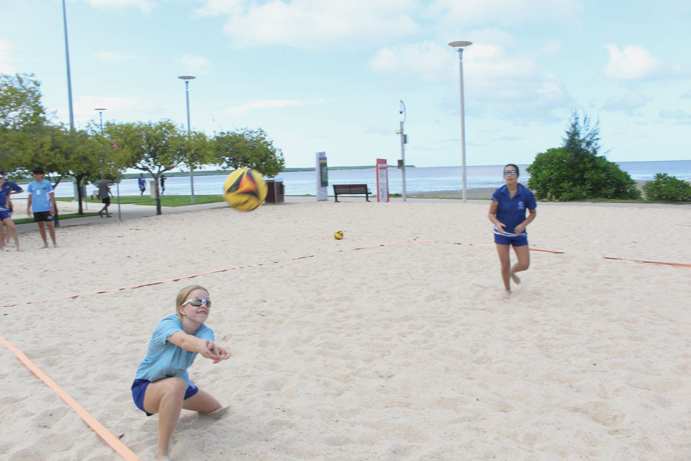 Boudicca Fraser-Skeath (left) and Christina Morton are competing at the Australian Youth Beach Volleyball Championships on the Gold Coast at the end of March Picture: Isabella Guzman Gonzalez