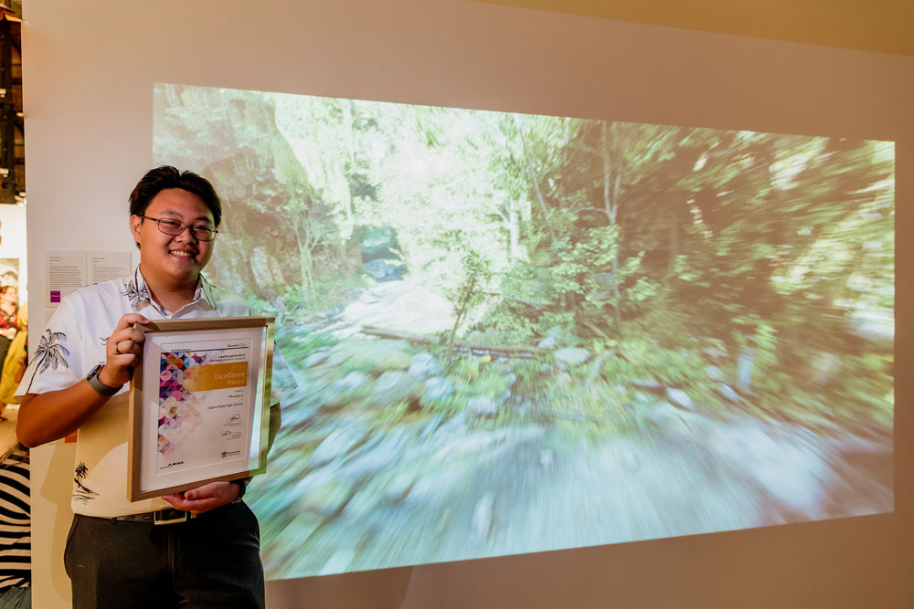 Phoung Le, of Cairns State High School, with his AI Realities video.