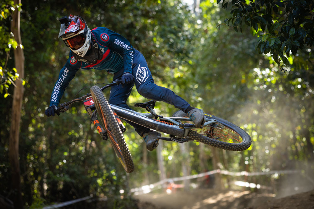 Ethan Corney in action at Crankworx Cairns on the Smithfield mountain bike trails. Picture: Clint Trahan