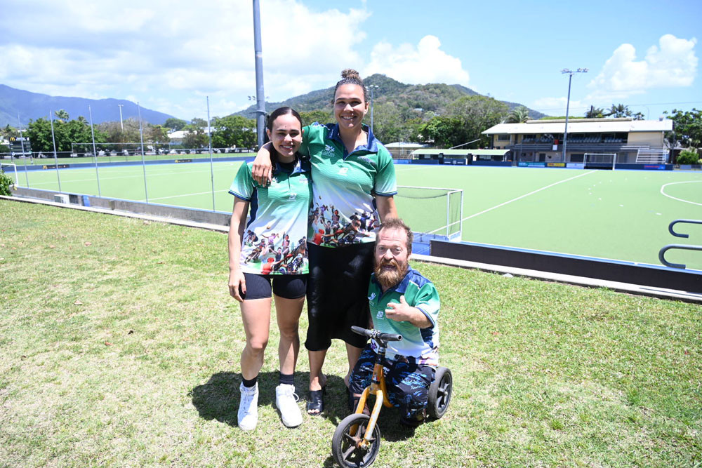 2024 NQ Games ambassadors Leah Reuben, Libby Cook-Black and Grant “Scooter” Paterson. Pictures: Maddy Gavin