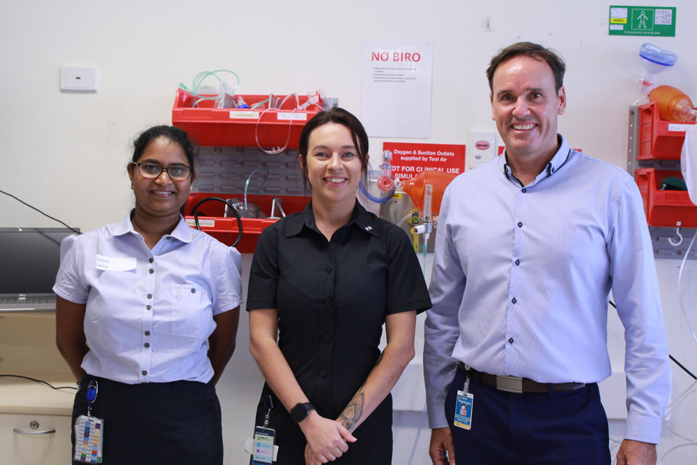 (L-R) Nurse Indira Lena, Nurse Ebonie Campbell and CHHHS Executive Director of Nursing and Midwifery Cameron Duffy