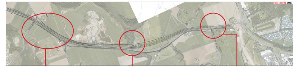 *Technical drawings by engineering consultants Aecom show the installation of street lights at the beaches turnoffs and straightening of the highway by the Thomatis Creek Bridge. (L-R Yorkey Knob, Holloways Beach and Machans Beach intersections)