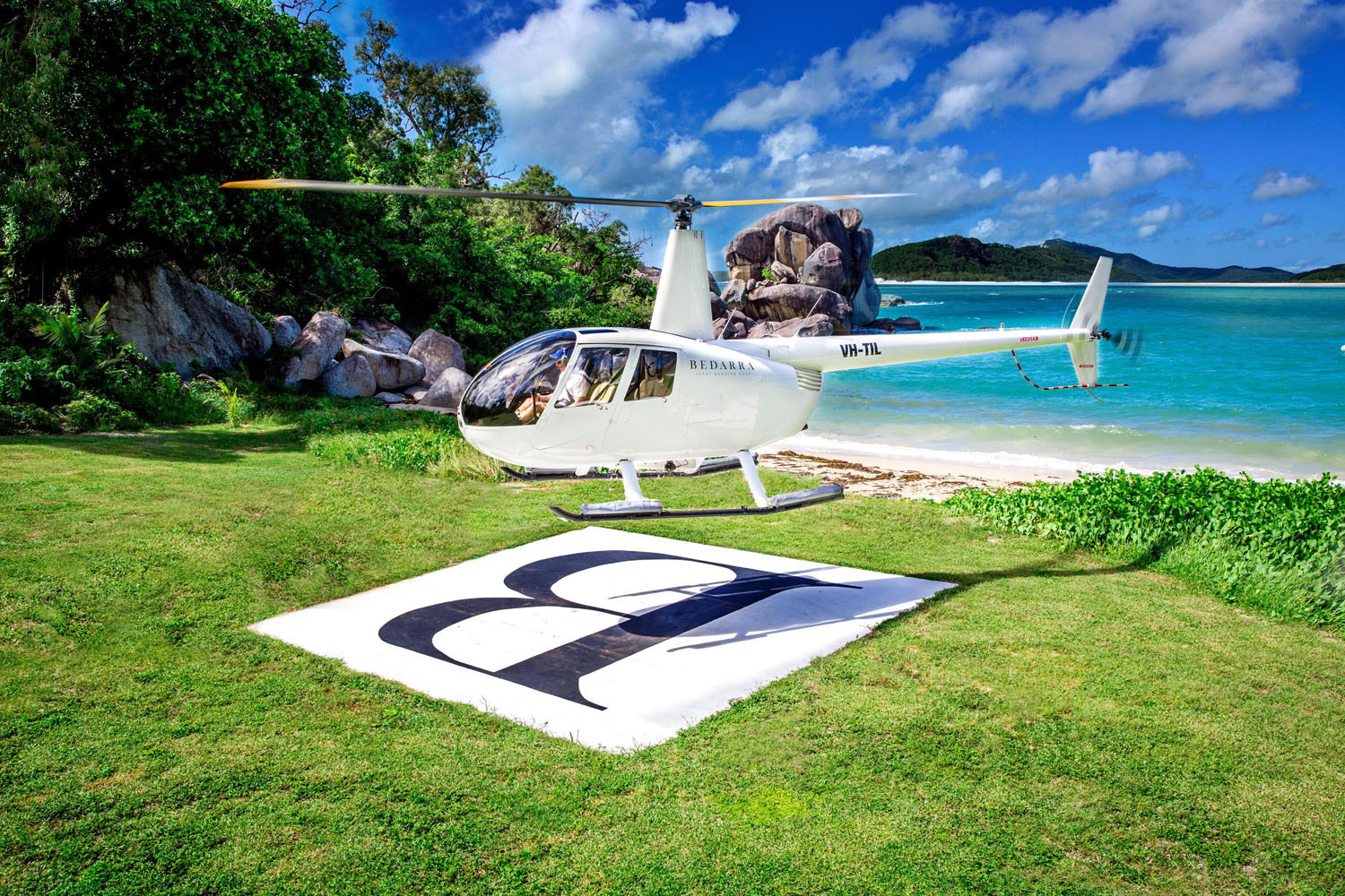 The island’s helipad.