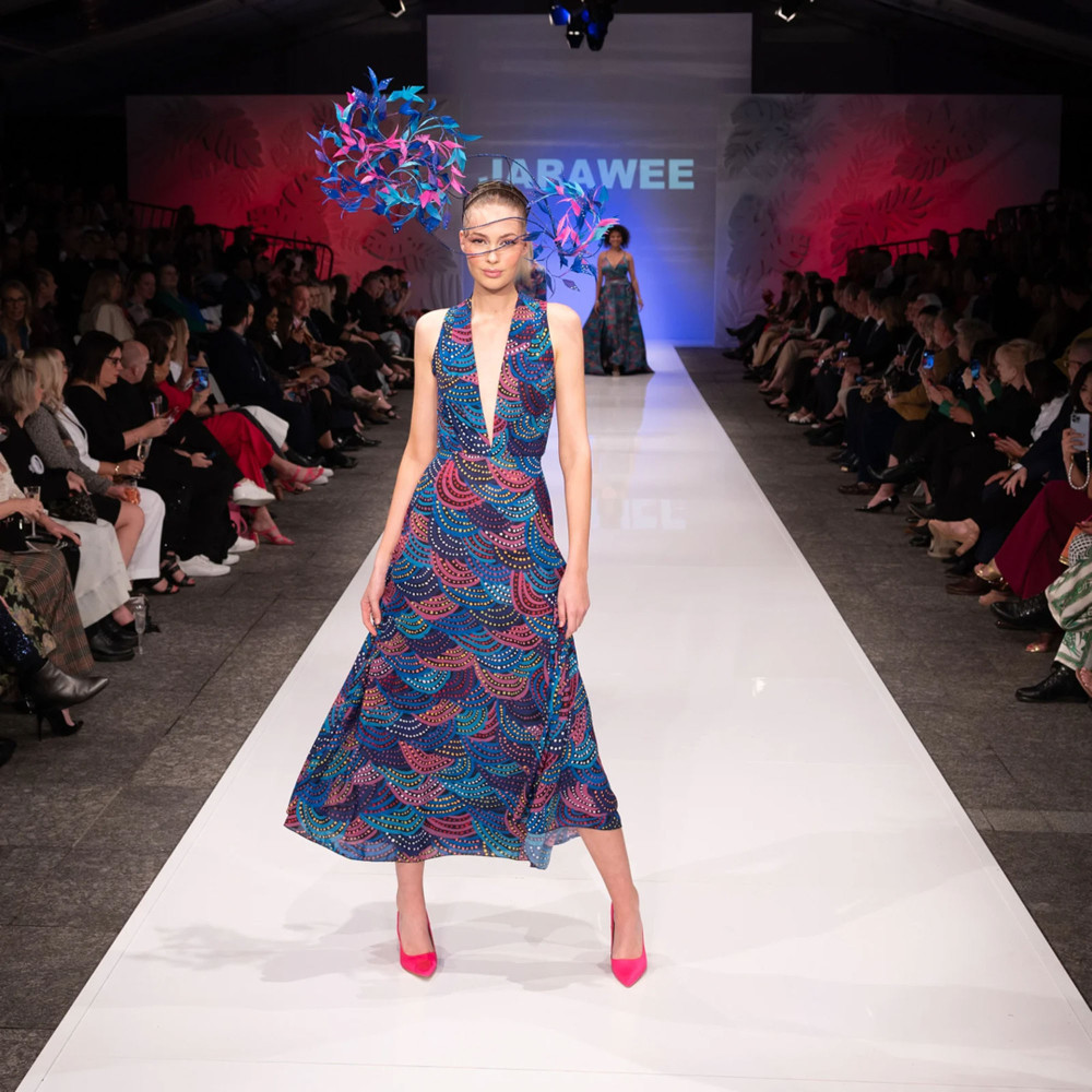 Jarawee fashion on the runway. (Picture: Brisbane Fashion Week).