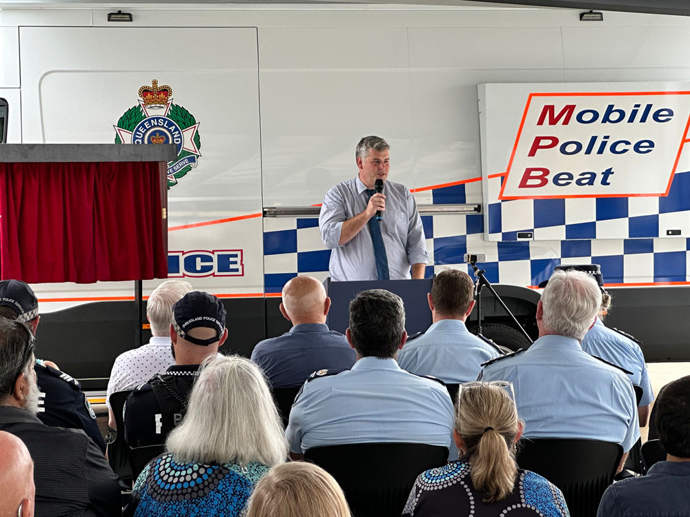 Minister for Fire and Emergency Services the Honourable Mark Rayan MP speaking at the opening of the new Cairns West police facility.