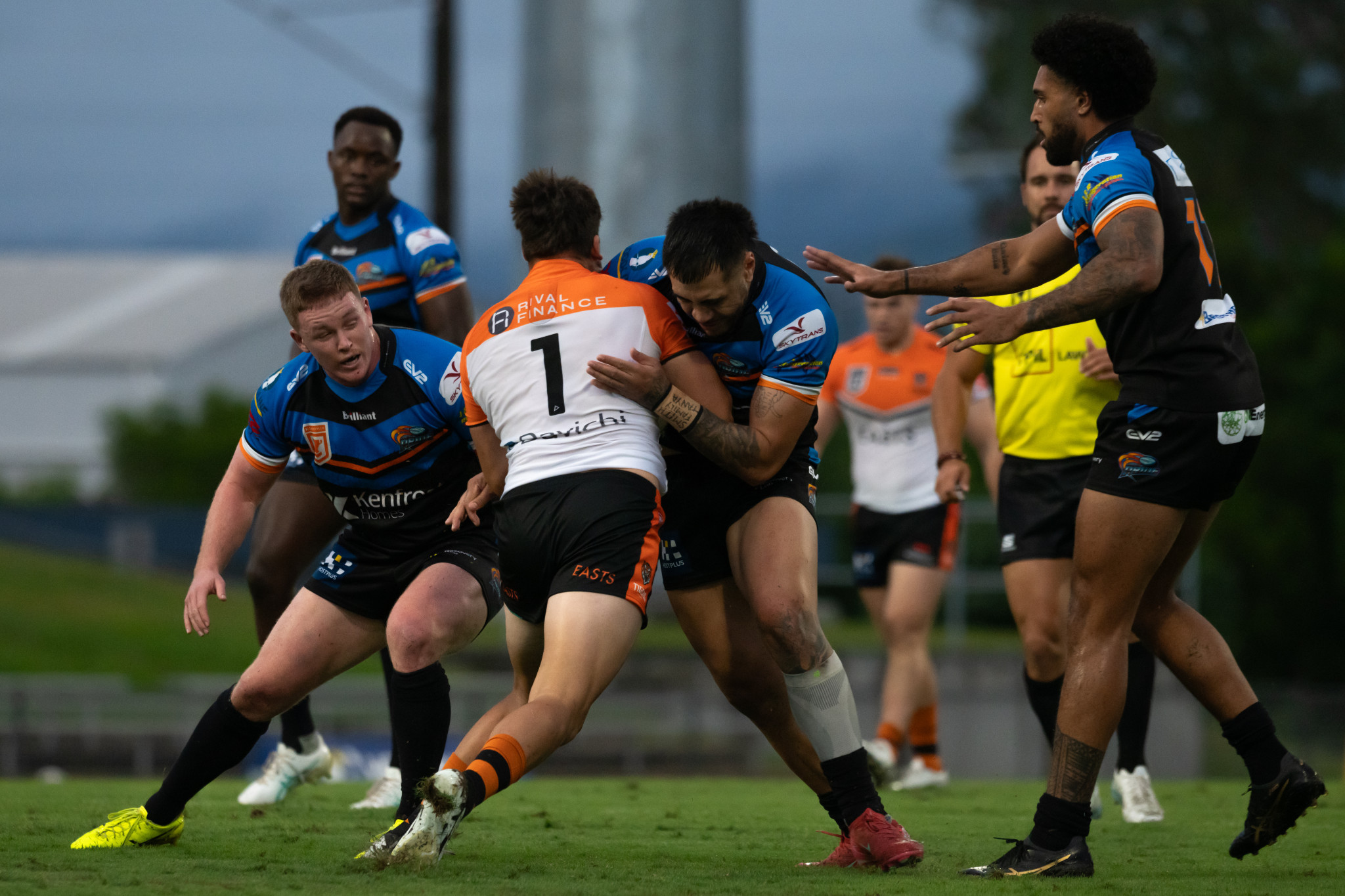 Nick Lui Toso stopping the Tigers offence. PICTURES: Emily Barker